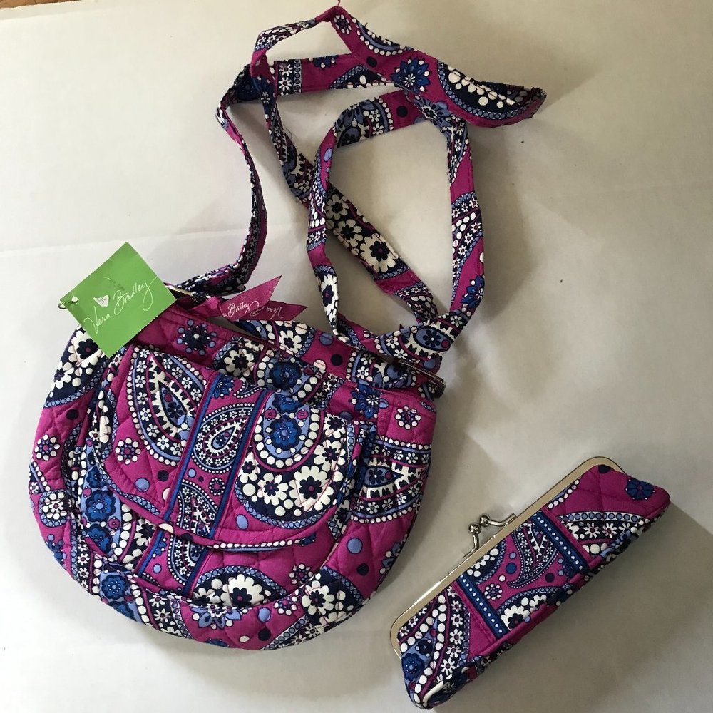 Vera Bradley Crossbody Purse Bag Lizzy Boysenberry Change Purse NEW